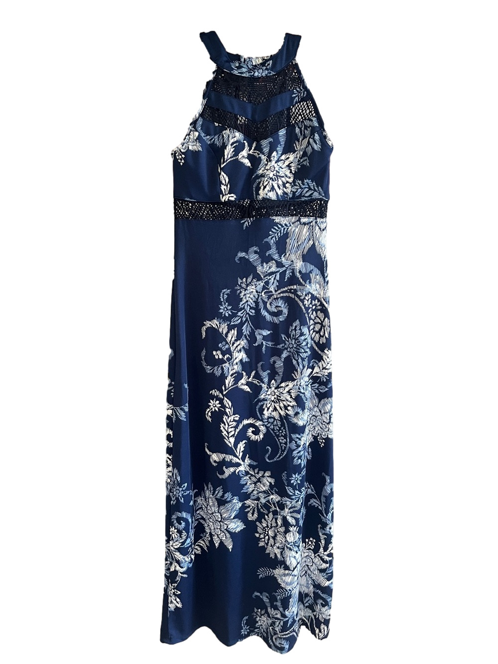 Emerald Sundae Navy Floral Halter Maxi Dress - Women’s small